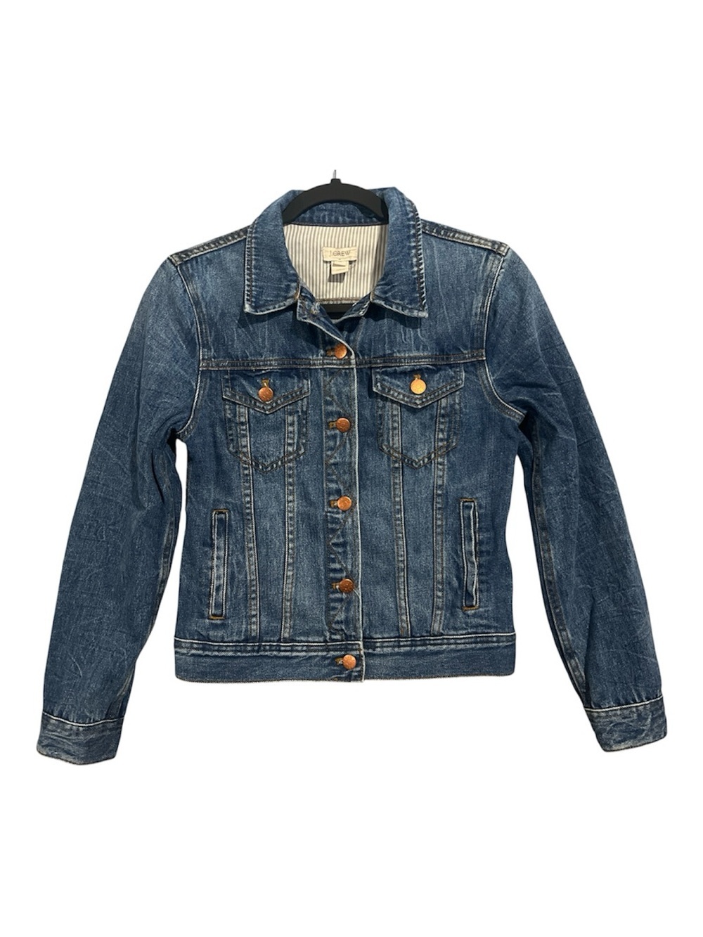 J. Crew Jacket Women’s XS Blue Medium Wash Cotton Preppy Classic Denim G7058 - Picture 1 of 14